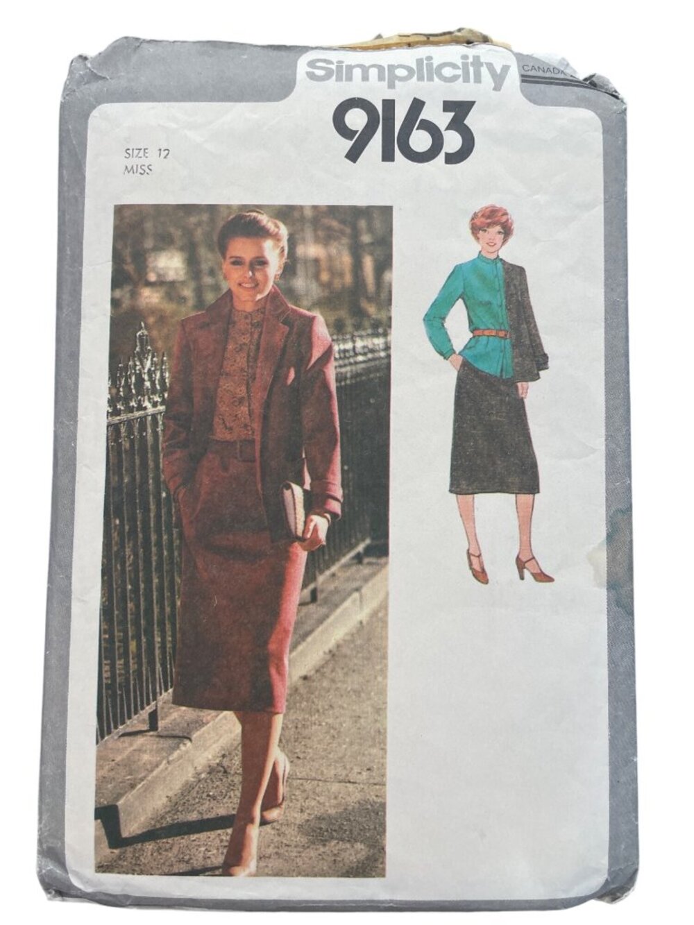Vintage 70s Simplicity 9163 Sewing Pattern Size 12 Blouse Jacket & Skirt CUT